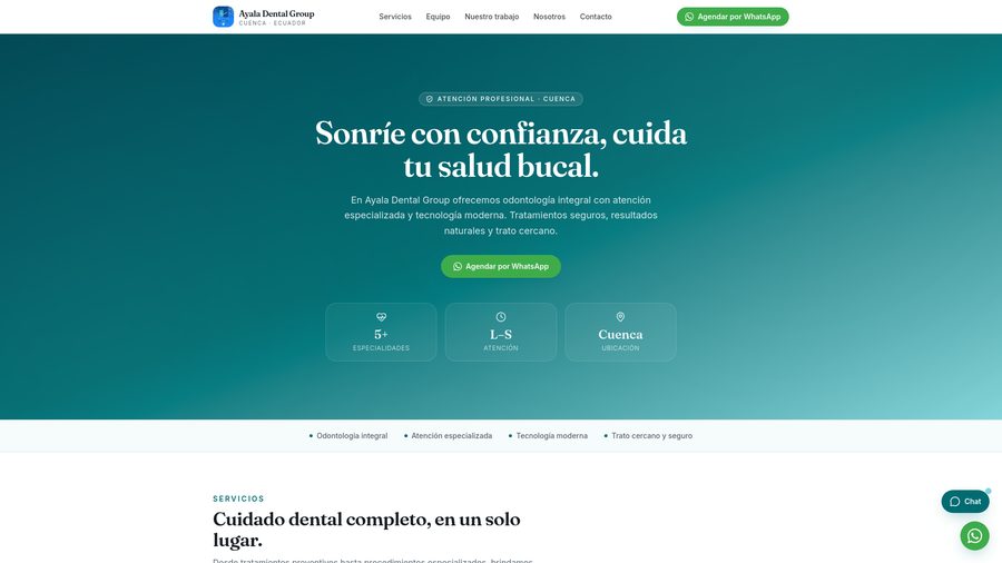 Vista previa del sitio web de Ayala Cuenca Dental