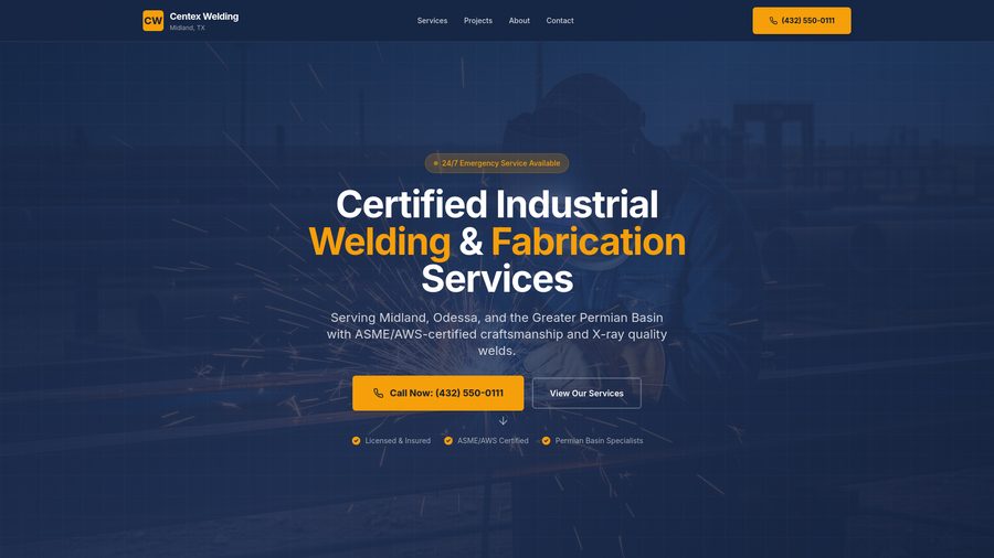 Vista previa del sitio web de Centex Welding