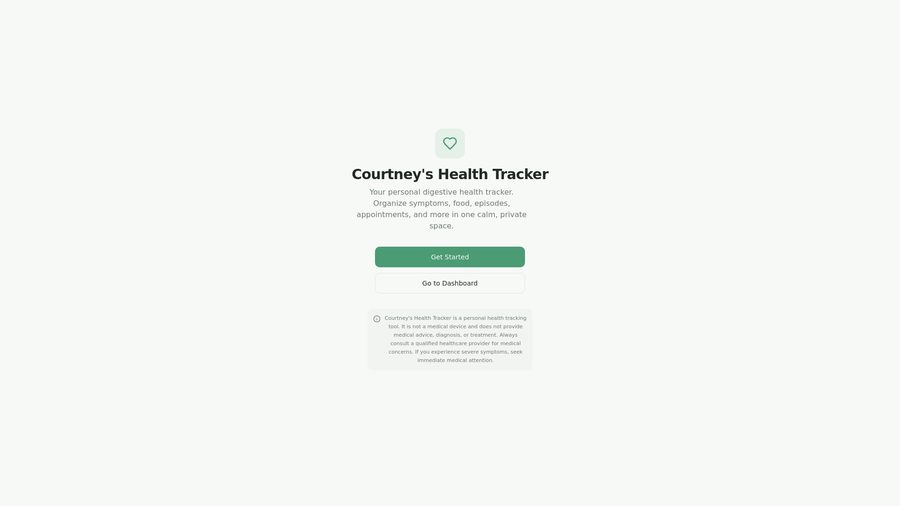Vista previa del sitio web de Courtney's Health Tracker