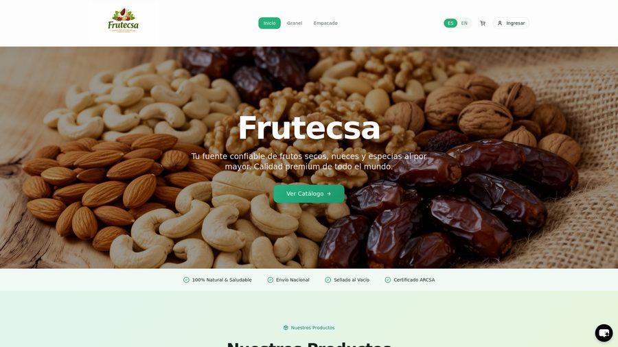 Vista previa del sitio web de Frutecsa