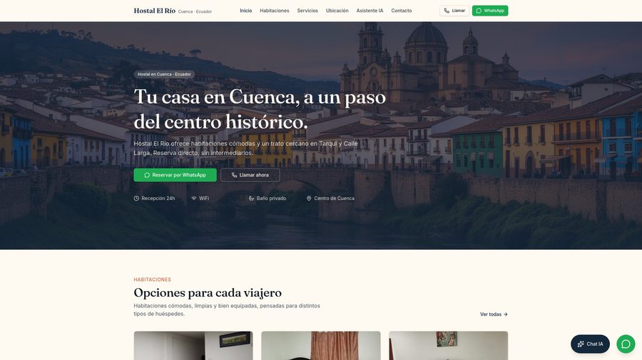 Vista previa del sitio web de Hostal El Río
