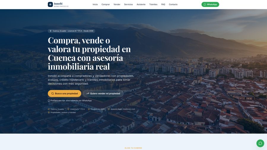 Vista previa del sitio web de Inmobi