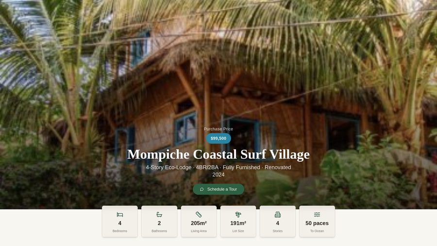 Vista previa del sitio web de Mompiche Coastal Surf Village