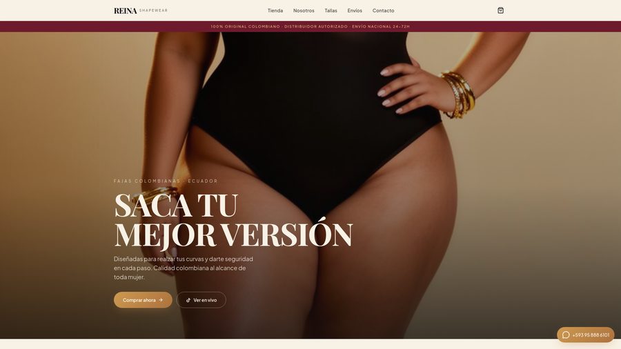 Vista previa del sitio web de Reina Shapewear