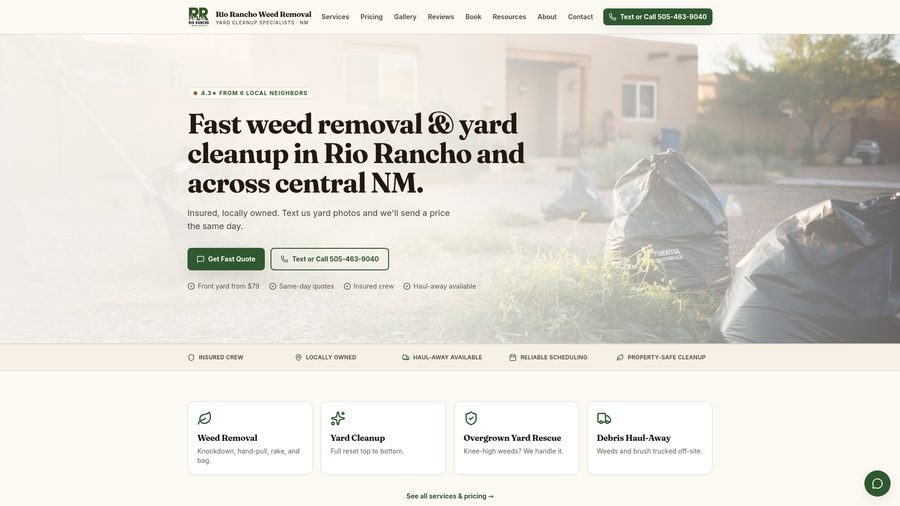 Vista previa del sitio web de Rio Rancho Weed Removal