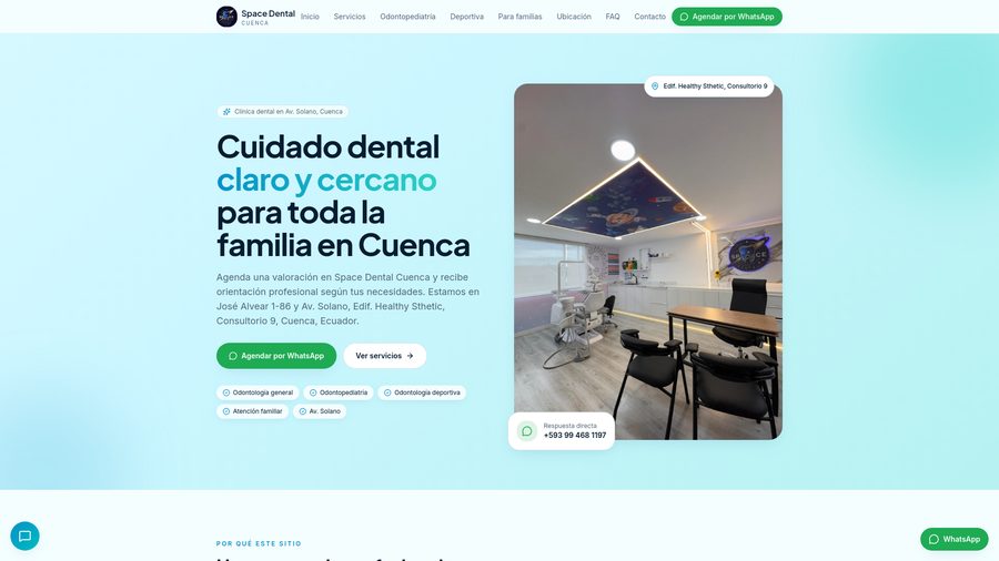 Vista previa del sitio web de Space Dental