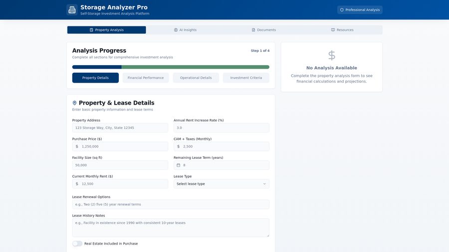 Vista previa del sitio web de Storage Analyzer Pro